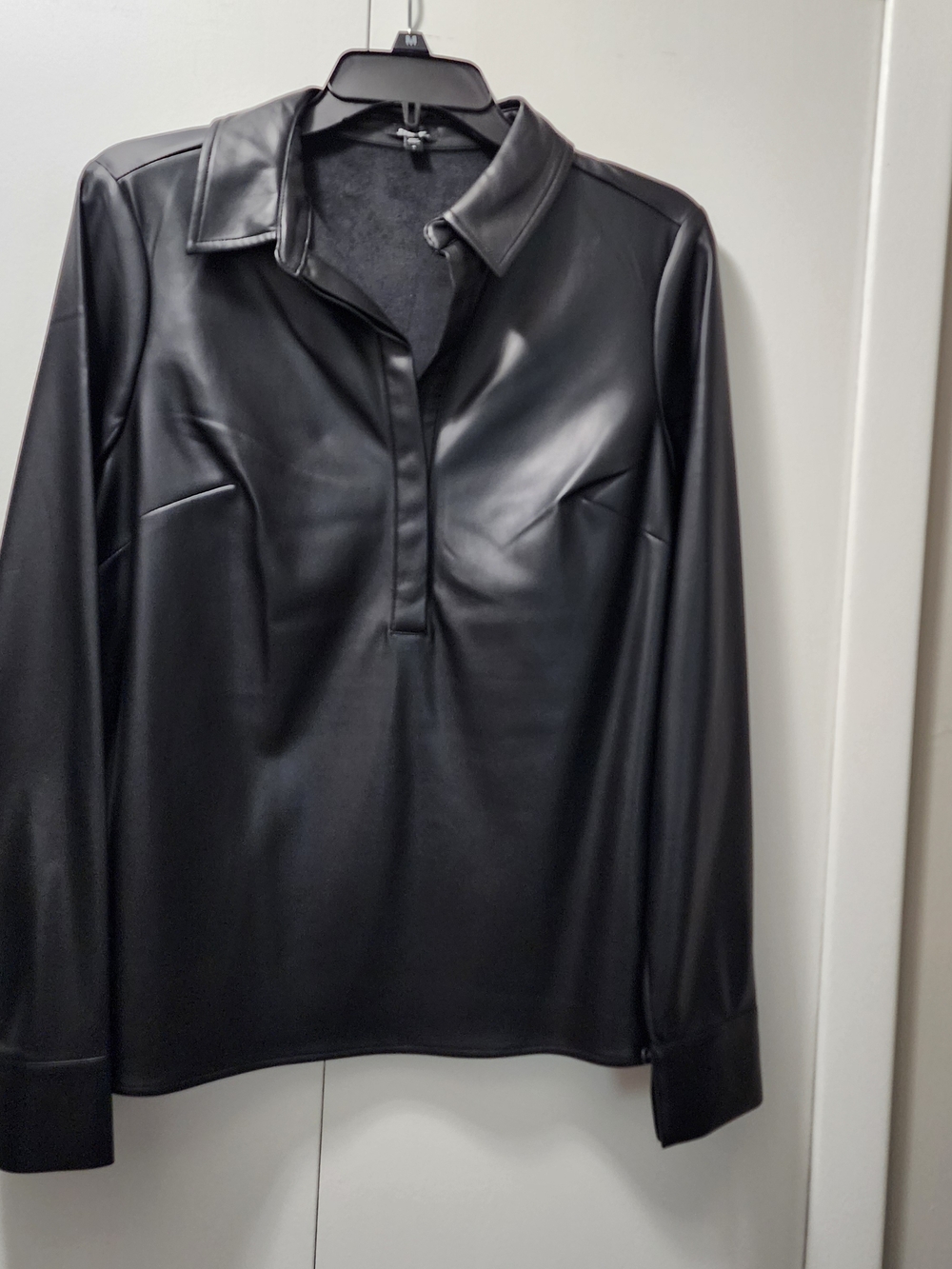 NWOT Express Black Faux Leather-Trim Sweater Top